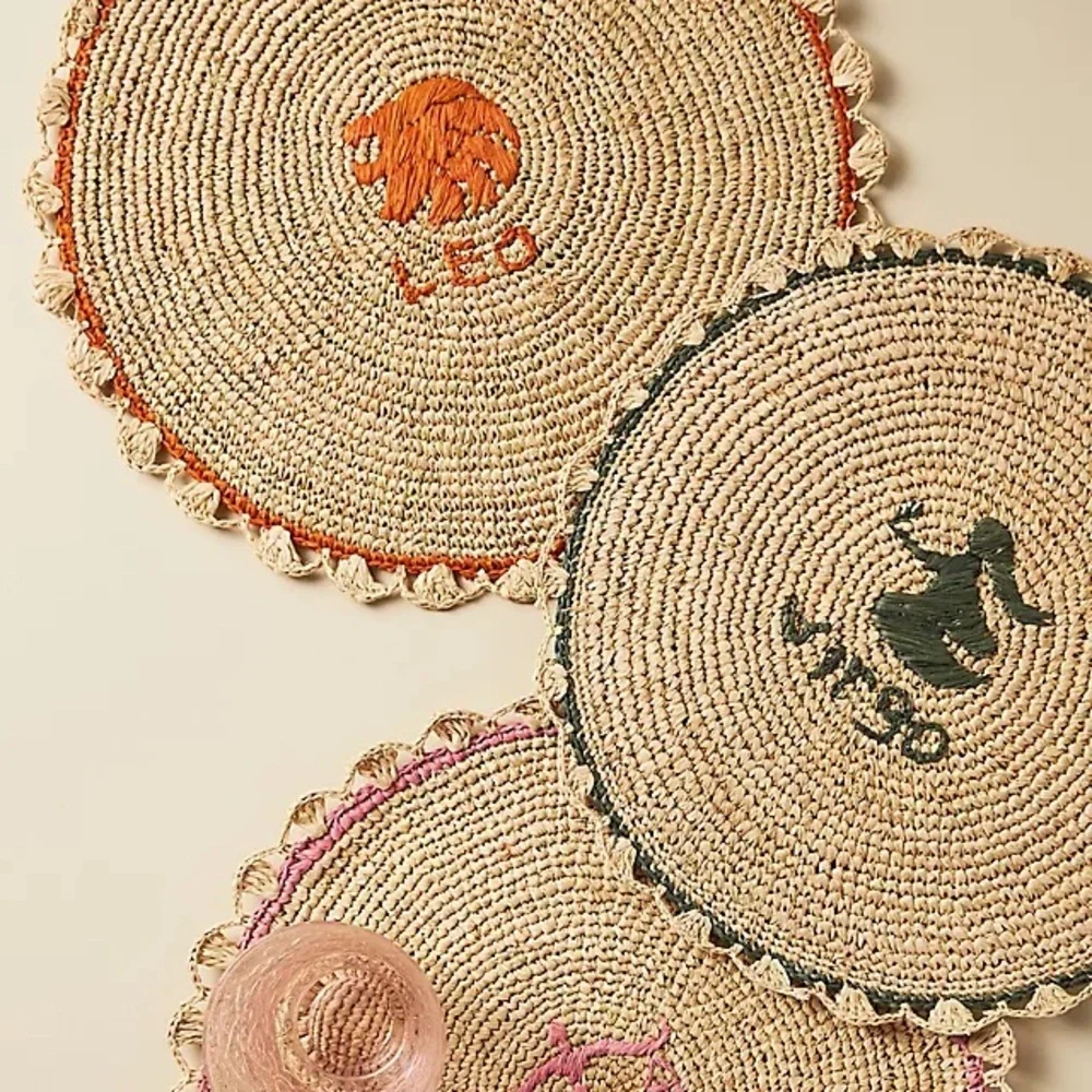 Anthropologie Handcrafted Zodiac Woven Placemats Choose